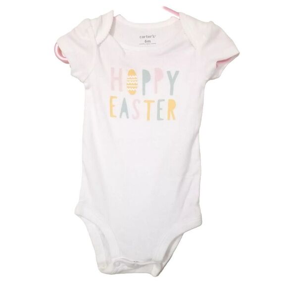 Carter's One Pc Unisex 6 month White Happy Easter NWOT - Picture 1 of 2